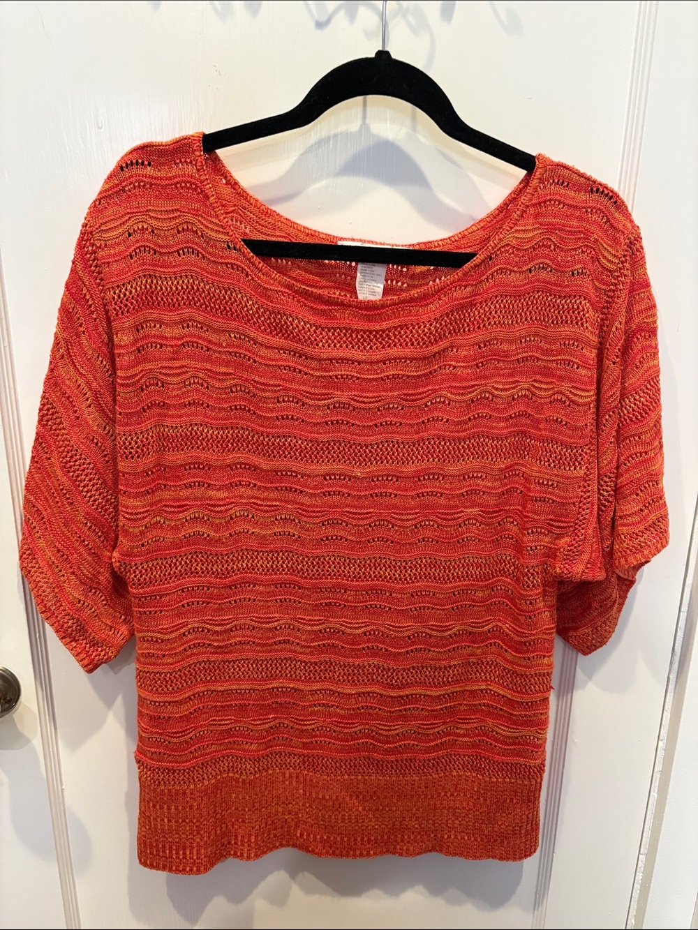 Open-Knit Scoop Neck Sweater in Orange BN533
